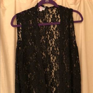 Black lace Lularoe Joy Vest HTF